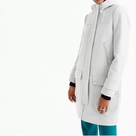 J. CREW Wool Melton Duffle Coat HEATHER DOVE CLEAN MODERN CLASSIC size 2 - Picture 16 of 16
